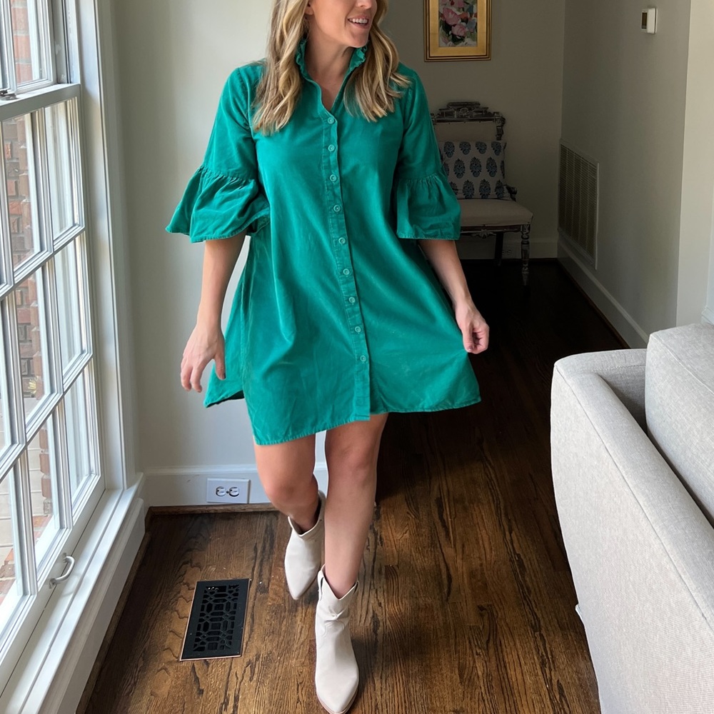 Holly Shae Emerald / Teal Corduroy Swing Dress